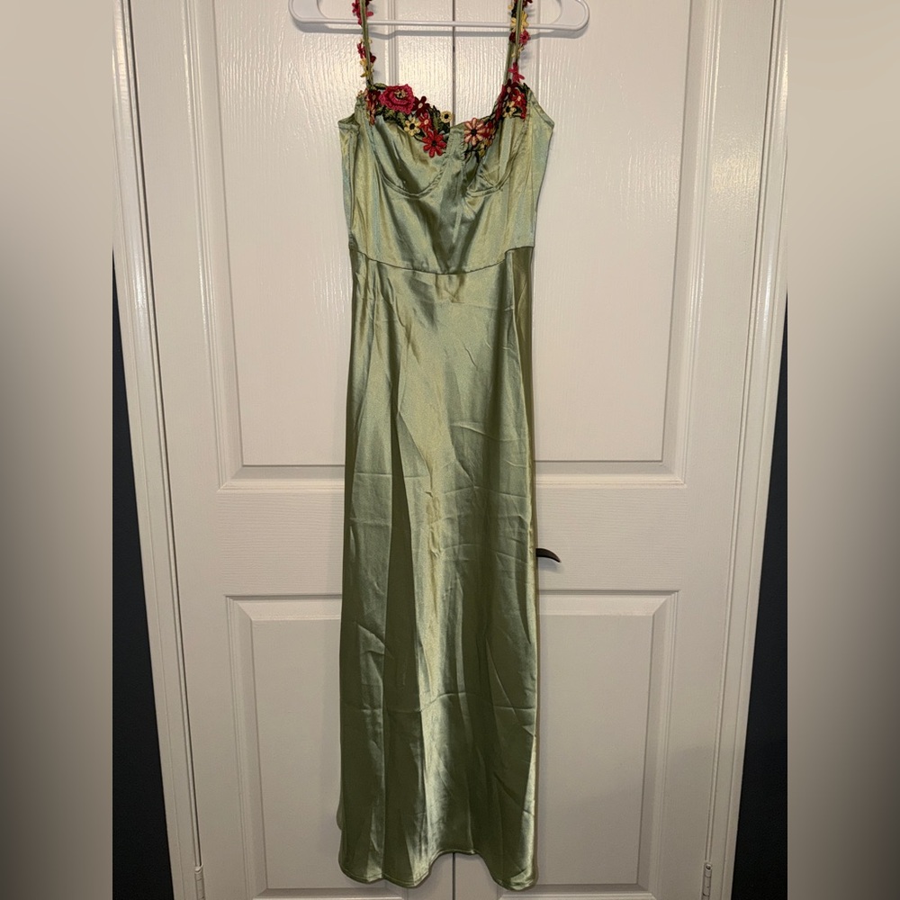 Elegant Green Embroidered Dress